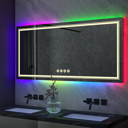 LED Vanity Mirror RGB Color Changing, Backlit, Shatterproof, Dimmable, Anti-Fog