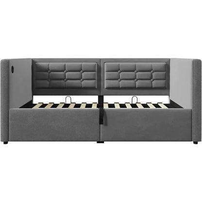 Upholstered Daybed, Hydraulic Storage, USB & Type-C Ports