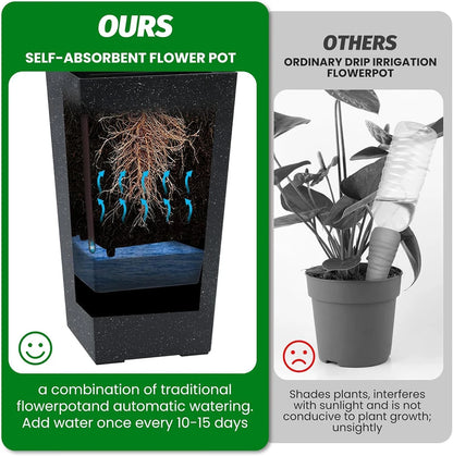 Rectangular Planters Set of 2, Large Plant Pots with Drainage- 16in. or 22.5 in