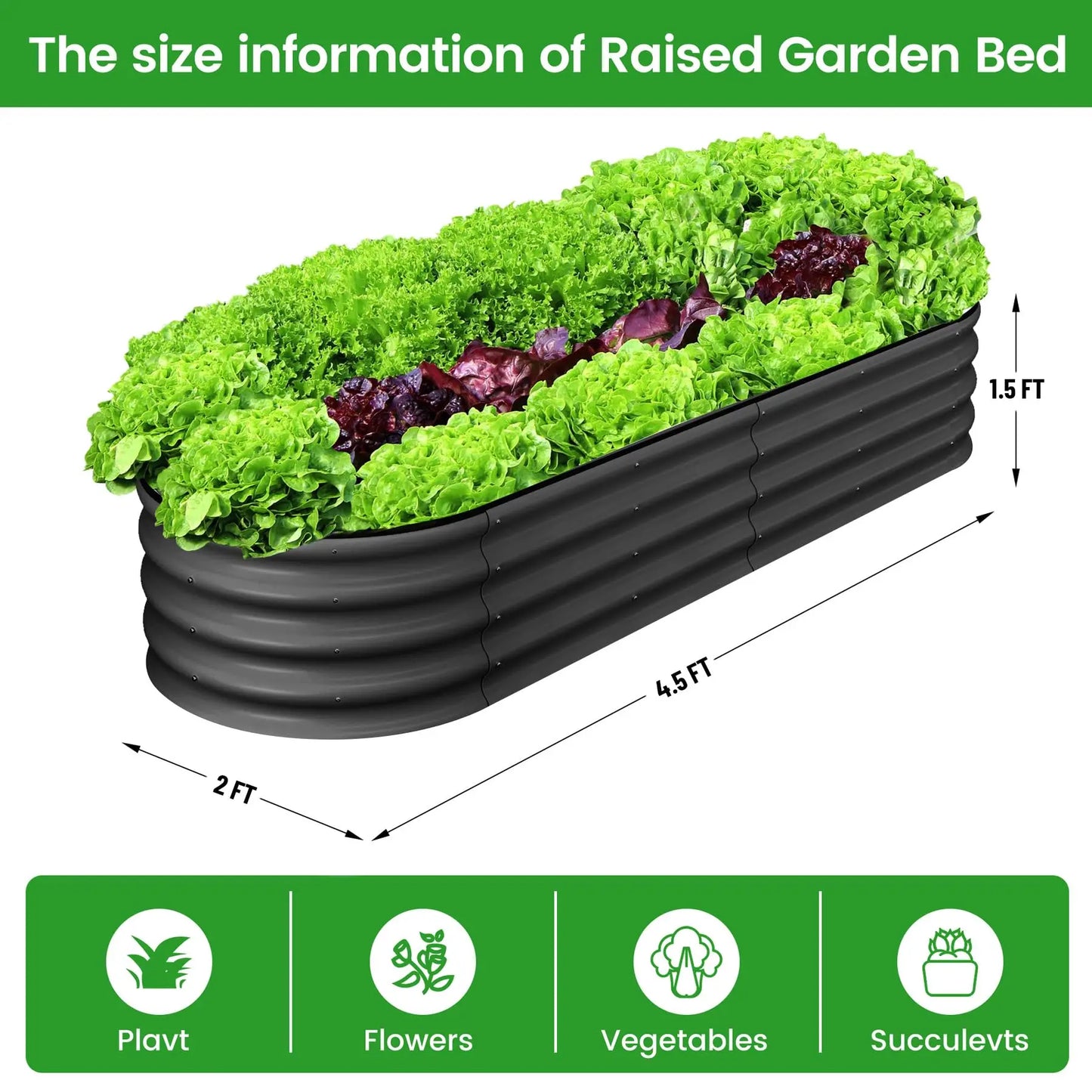 2-Pack Oval Galvanized Steel Raised Garden Bed- Open Base/Safety Edge