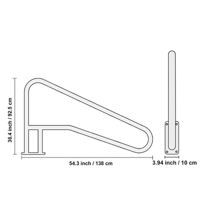 Pool Handrail w/ Grip Cover- Stainless Steel w/ Base Plate- Indoor/Outdoor