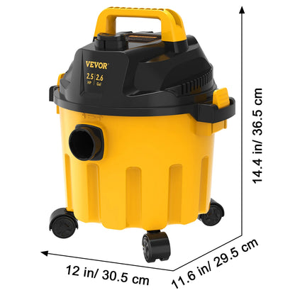 Wet Dry Vac Shop Vacuum-2.6 Gallon 2.5 HP- 3 in 1 Portable