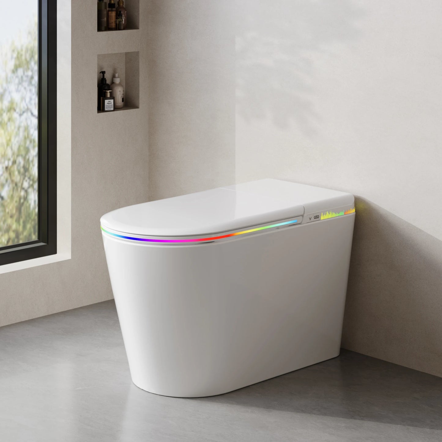 Smart Bidet Toilet-Heated Seat, Self-Cleaning, LED Display, Remote Control