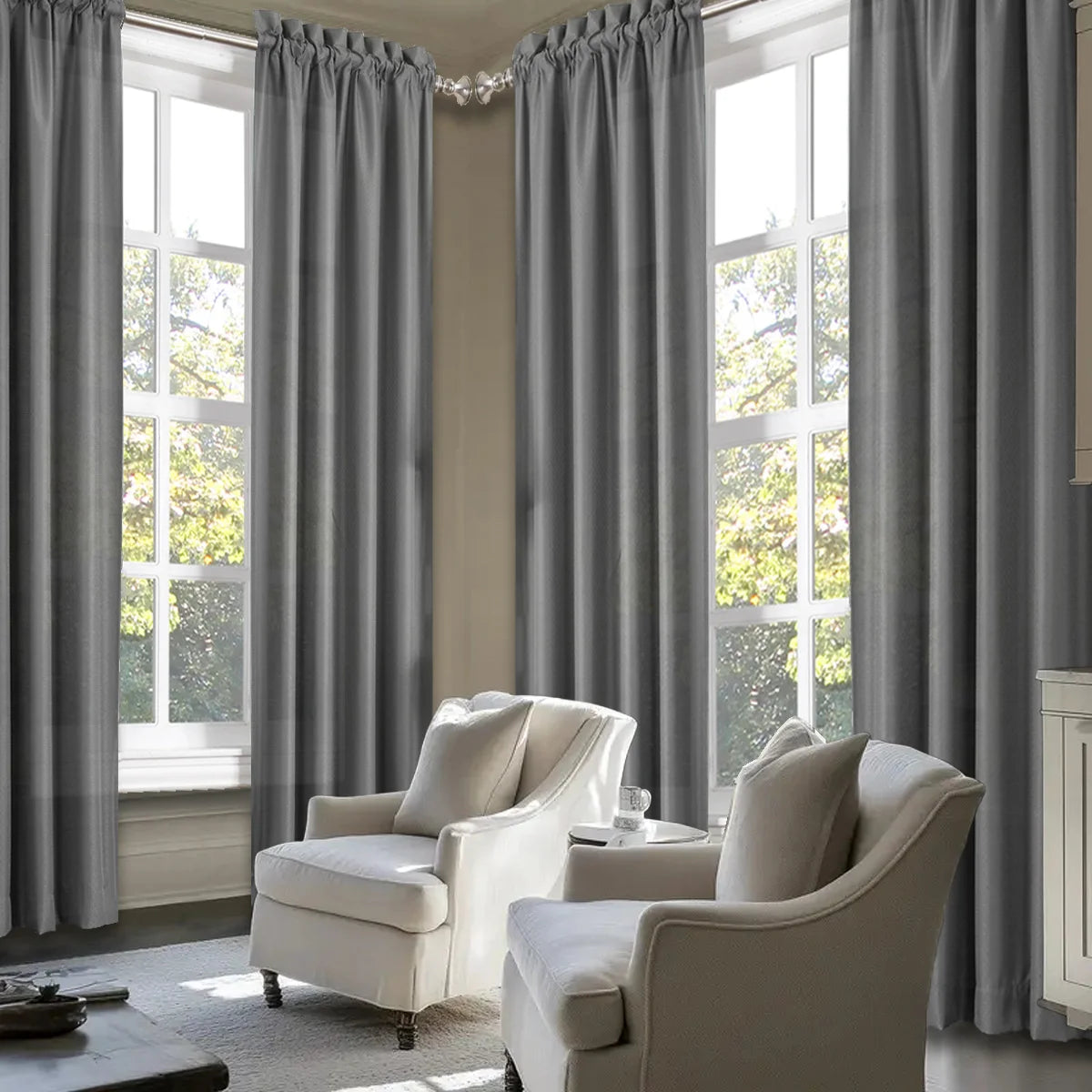 4pcs Light Filtering Curtains - Elegant Colour Fade-Resistant Polyester with Rod Pocket Design