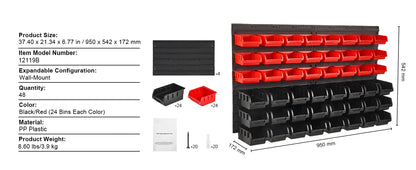 Wall Mounted Garage Containers with Wall Panels Tool Organizer for Nuts Bolts Screws Nails-48 drawer
