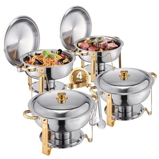 4 Pack Full Size Chafing Dish Stainless Steel w/Lids