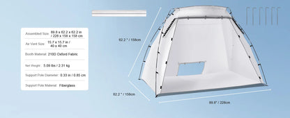 Portable Paint Booth/Shelter 7.5x5.2x5.2/10x7x6ft
