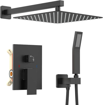 Matte Black Shower Faucet Set Rain Shower Head