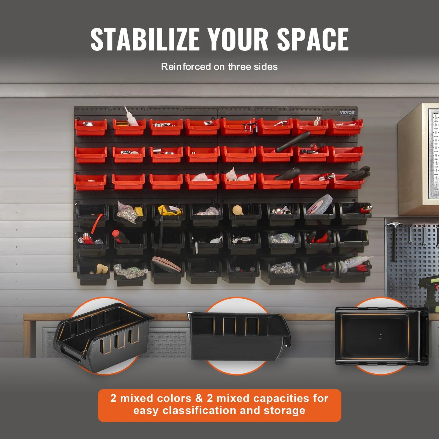 Wall Mounted Garage Containers with Wall Panels Tool Organizer for Nuts Bolts Screws Nails-48 drawer