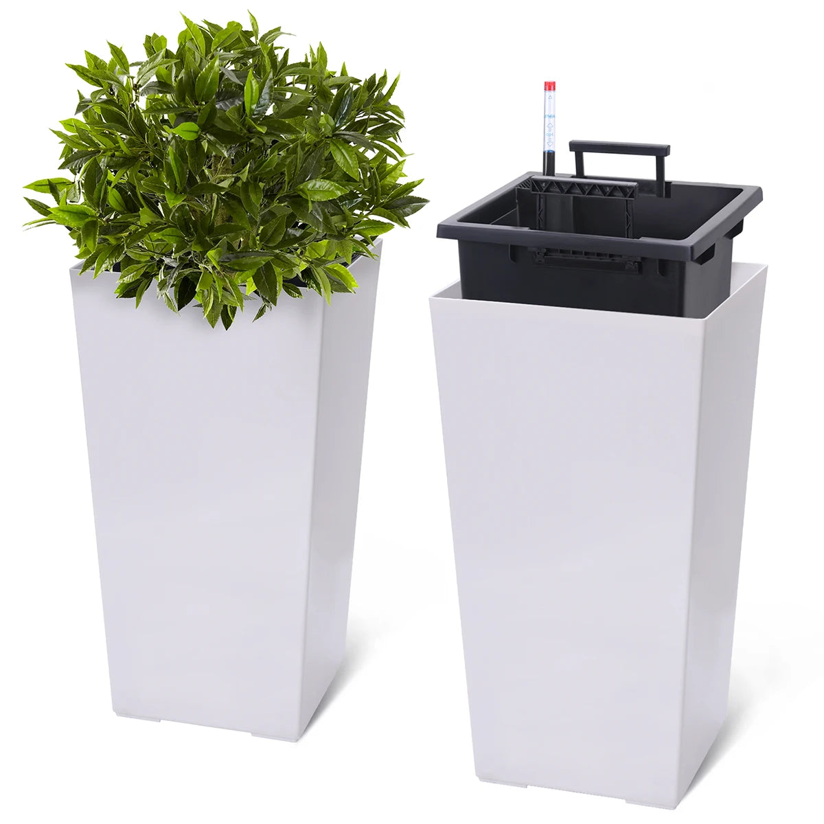 Rectangular Planters Set of 2, Large Plant Pots with Drainage- 16in. or 22.5 in