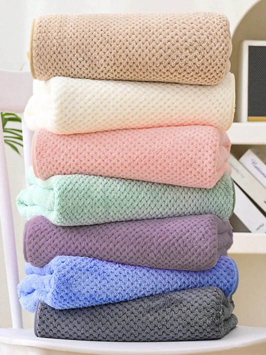 Extra Large 88x175cm Polyester Bath Towel, Hollow Square Knit, Soft Absorbent, 8 Pastel Colors