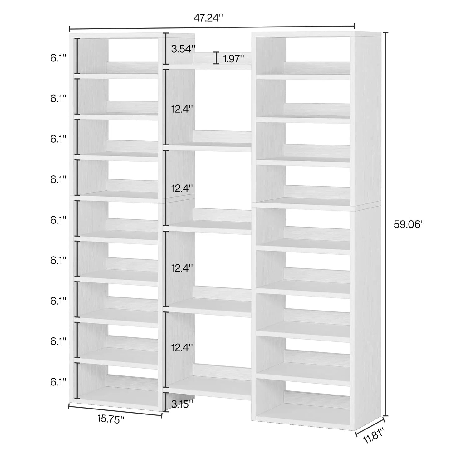14-Tier Shoe Rack, Freestanding, 22 Open Cubbies