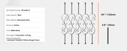Staircase Metal Balusters- Galvanized Banister Spindles w/ Hollow Baskets Spiral