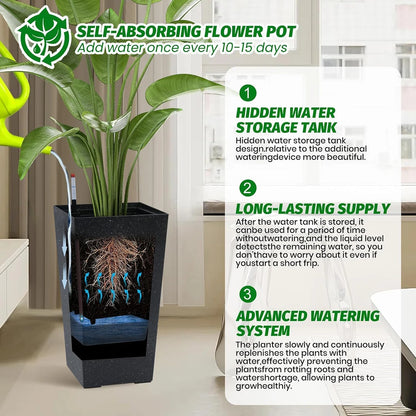 Rectangular Planters Set of 2, Large Plant Pots with Drainage- 16in. or 22.5 in