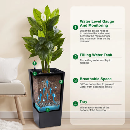 Rectangular Planters Set of 2, Large Plant Pots with Drainage- 16in. or 22.5 in