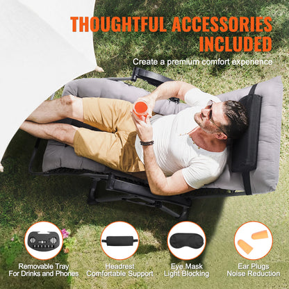 Zero Gravity Recliner Lounge Chair Adjustable, Footrest and Cupholder
