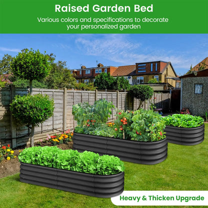 2-Pack Oval Galvanized Steel Raised Garden Bed- Open Base/Safety Edge