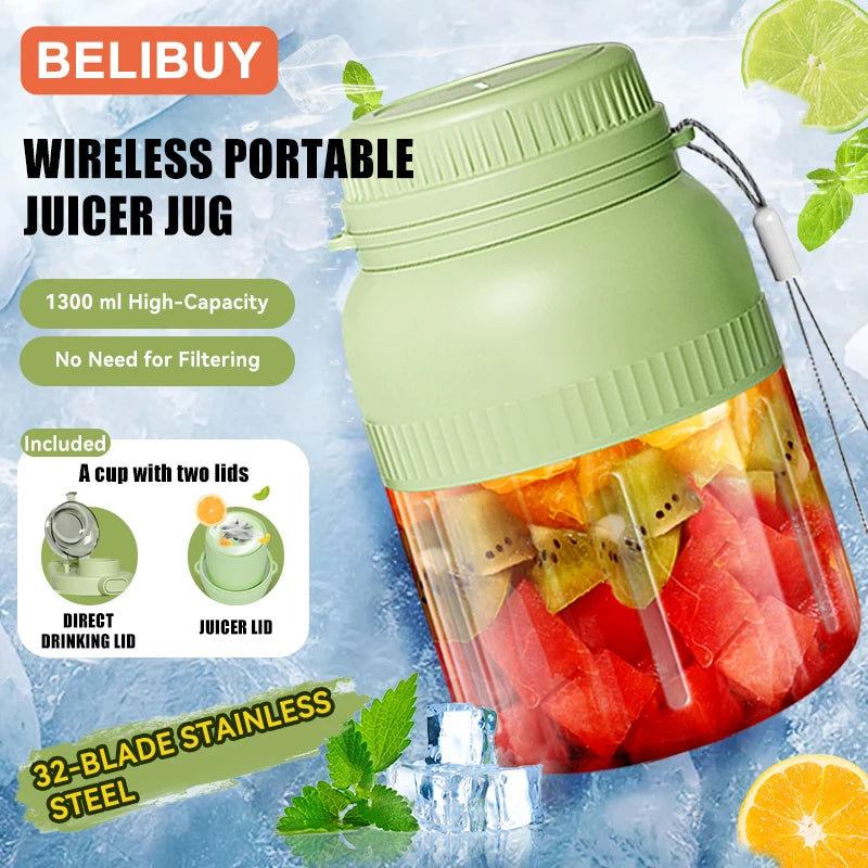 500/1300ML Electric Juicer Cup 6 Blades Mini Fresh Juice Blender