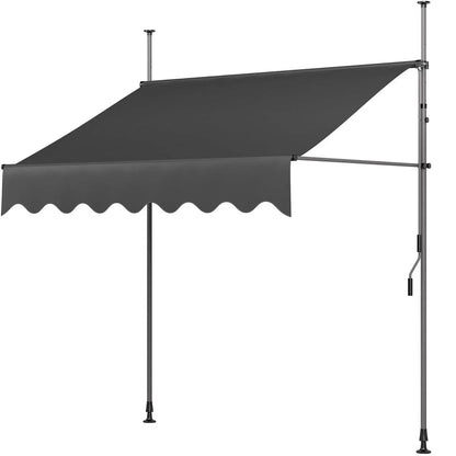 Outdoor Patio Awning Sunshade Shelter, Manual Retractable Awning/Canopy