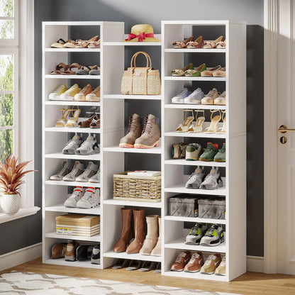 14-Tier Shoe Rack, Freestanding, 22 Open Cubbies