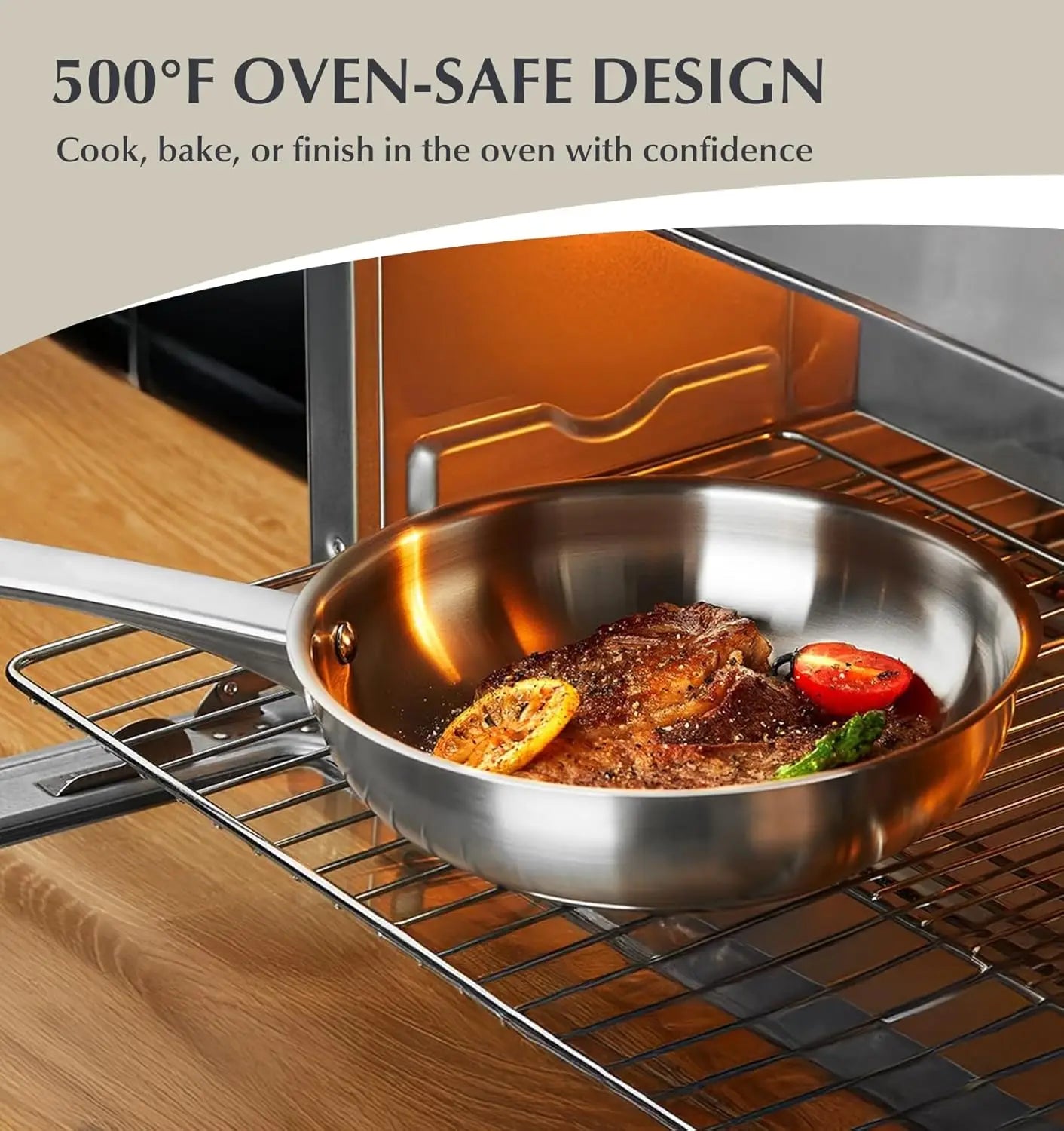 10 Piece Stainless Steel Pots and Pans Set, Induction Ready, Oven Safe to 450°F