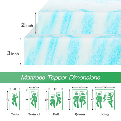 2-4 Inch Memory Foam Soft Mattress Topper -Gel Cooling
