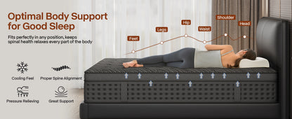 12"/14"Mattress in a Box Hybrid Spring Memory Foam,Euro Top