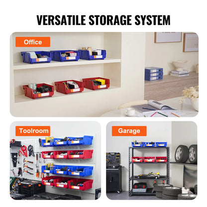 Organizer Bin Stacking Containers for Garage/Office-6pcs Garage Storage Bin