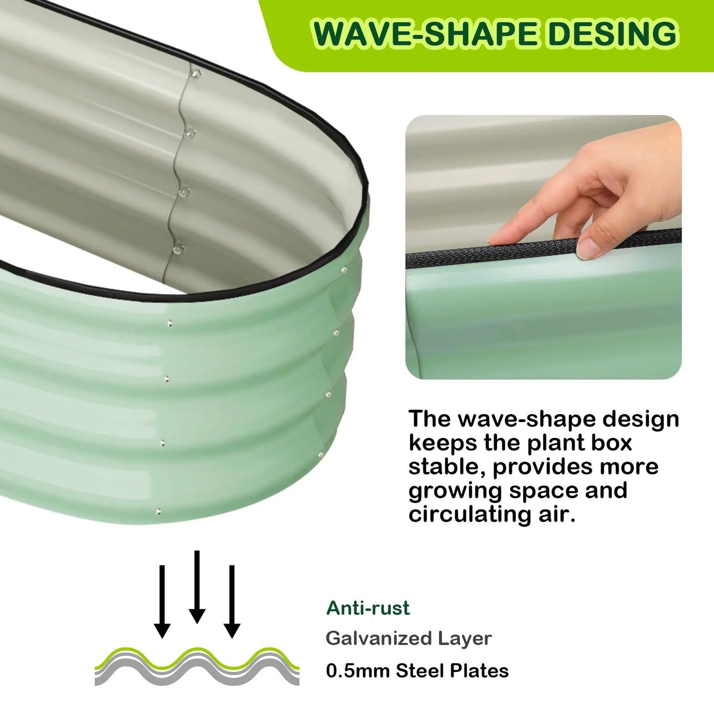2-Pack Oval Galvanized Steel Raised Garden Bed- Open Base/Safety Edge