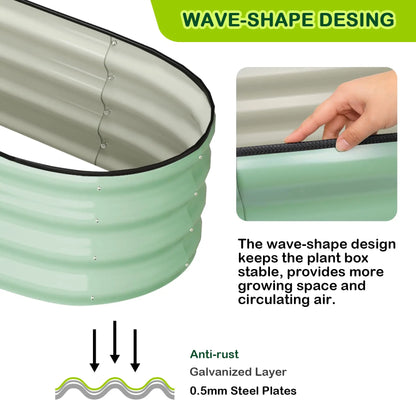 2-Pack Oval Galvanized Steel Raised Garden Bed- Open Base/Safety Edge