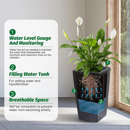 Rectangular Planters Set of 2, Large Plant Pots with Drainage- 16in. or 22.5 in