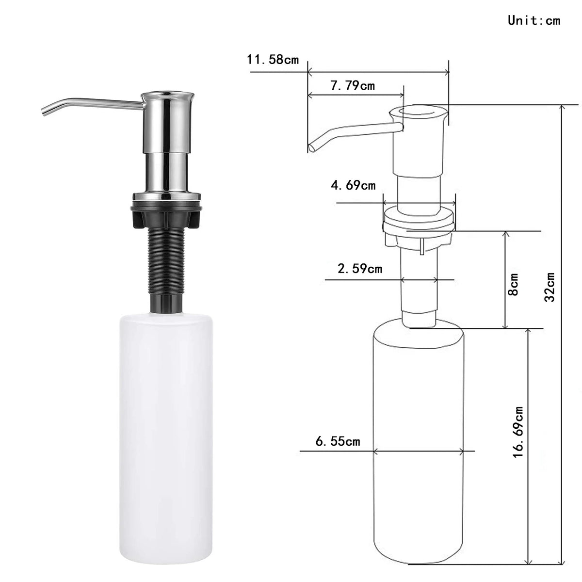 Liquid Soap Dispensers With 500ml Bottle Kitchen Sink Built In