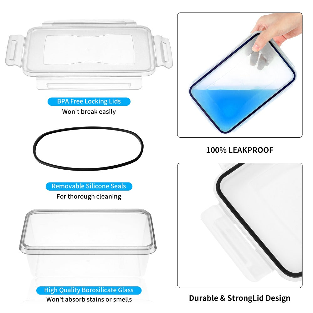 24/48/50pcs Premium Food Storage Container Set - High Quality, BPA-Free, Leak-Proof Design, Easy-Lock Lids, Stackable, Microwave Safe -