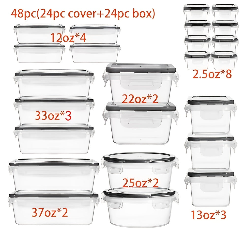 24/48/50pcs Premium Food Storage Container Set - High Quality, BPA-Free, Leak-Proof Design, Easy-Lock Lids, Stackable, Microwave Safe -