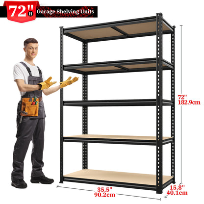 48" W X 24" D X 60" H, 48''W Garage Shelving Heavy Duty Shelving Storage Shelves 2400LB 4 Tier Adjustable, Industrial Strength