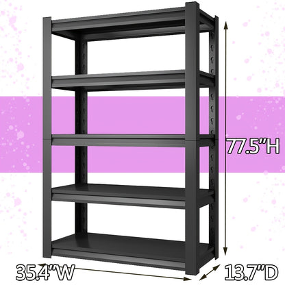 Heavy-Duty 5-Tier Metal Floor Cabinet with 3000Lbs Capacity - Adjustable Shelving Unit, Freestanding Narrow Storage Shelf, Easy Assembly, (35''W X14'' X77''H)