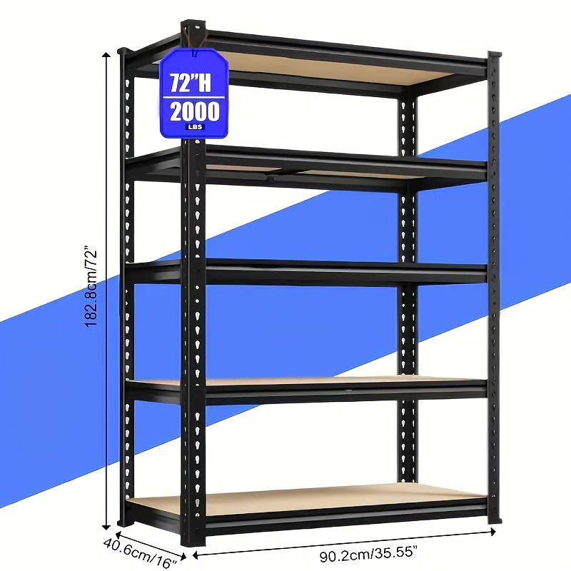 2000/3030LBS Metal Storage Shelving Unit, Utility Rack Shelf, 60/72"Heavy Duty Garage Shelving 5 Tier Adjustable