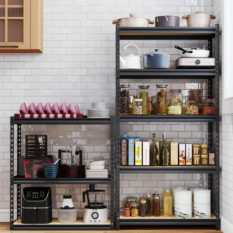 72 Inch/60 Inch Garage Storage Rack with 5 Layers, Adjustable Metal Storage Rack, Black