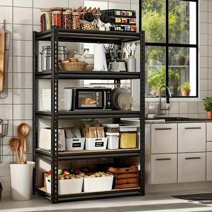 72 Inch/60 Inch Garage Storage Rack with 5 Layers, Adjustable Metal Storage Rack, Black
