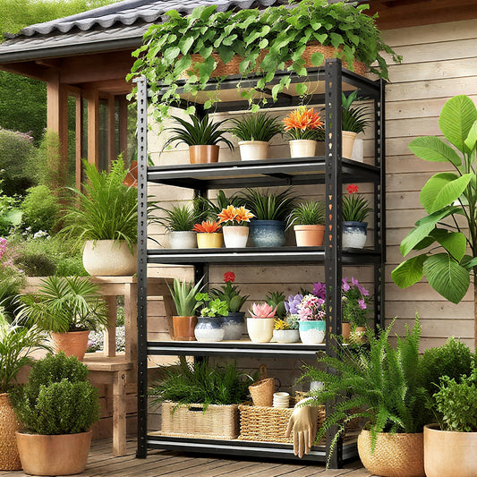 [2pcs Heavy Duty Shelving] Outdoor/Indoor Metal Plant Stand, Adjustable 60" 2000LBS 5-Tier