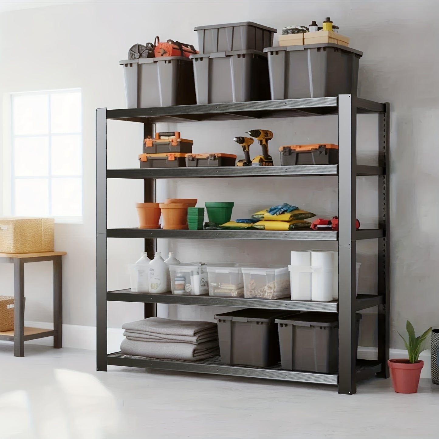 2000/3030LBS Metal Storage Shelving Unit, Utility Rack Shelf, 60/72"Heavy Duty Garage Shelving 5 Tier Adjustable