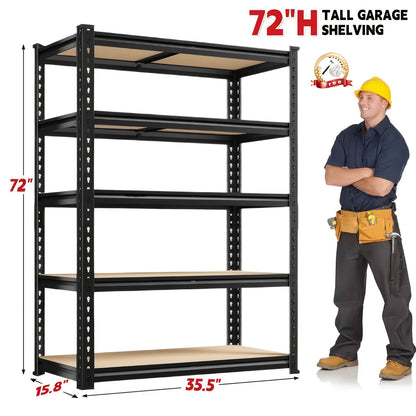 Heavy Duty 2500LB Capacity 5-Tier Adjustable Metal Shelving Unit - Extra Wide 40"W X 72"H X 20"D