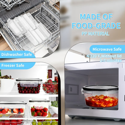 24/48/50pcs Premium Food Storage Container Set - High Quality, BPA-Free, Leak-Proof Design, Easy-Lock Lids, Stackable, Microwave Safe -