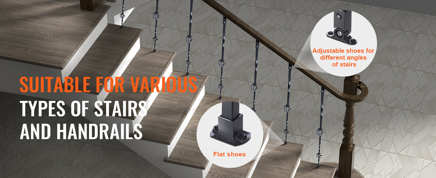 Staircase Metal Balusters- Galvanized Banister Spindles w/ Hollow Baskets Spiral