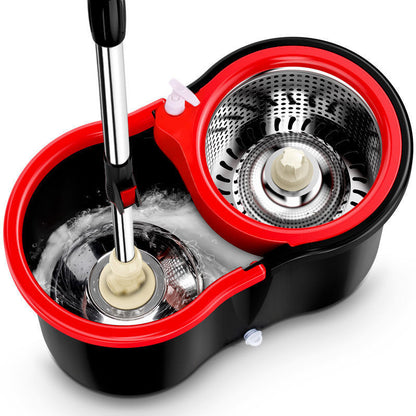 Spin Mop and Bucket with Wringer Set and 4 Microfiber Mop Refills, Stainless Steel, Extended Handle