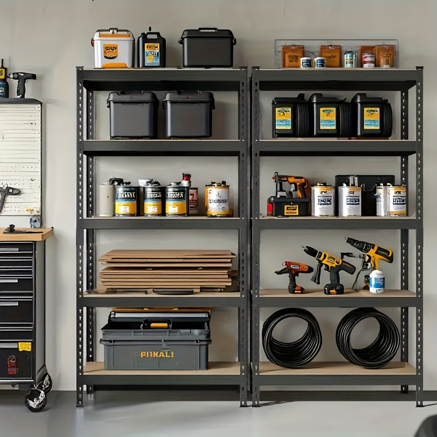 72 Inch/60 Inch Garage Storage Rack with 5 Layers, Adjustable Metal Storage Rack, Black