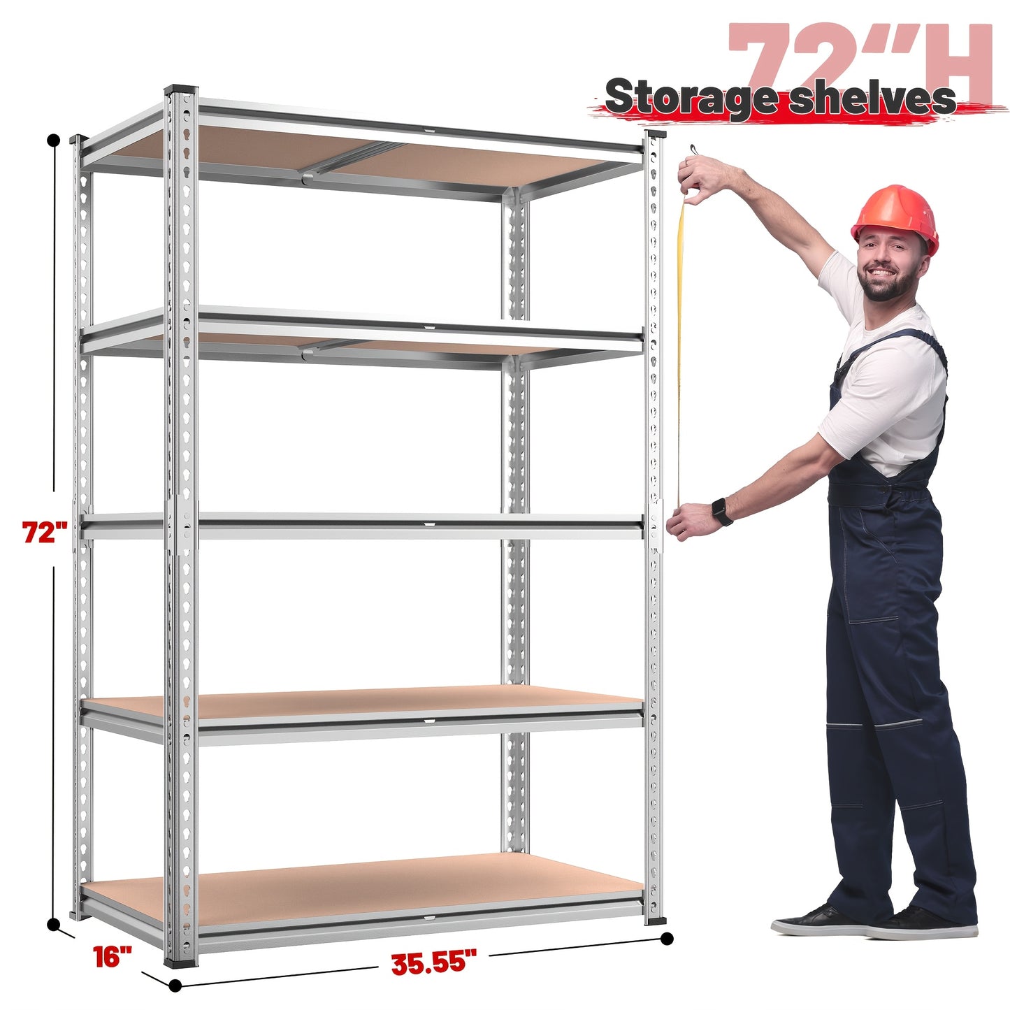 48" W X 24" D X 60" H, 48''W Garage Shelving Heavy Duty Shelving Storage Shelves 2400LB 4 Tier Adjustable, Industrial Strength