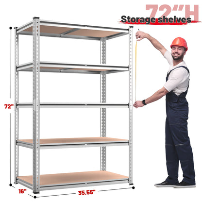 48" W X 24" D X 60" H, 48''W Garage Shelving Heavy Duty Shelving Storage Shelves 2400LB 4 Tier Adjustable, Industrial Strength
