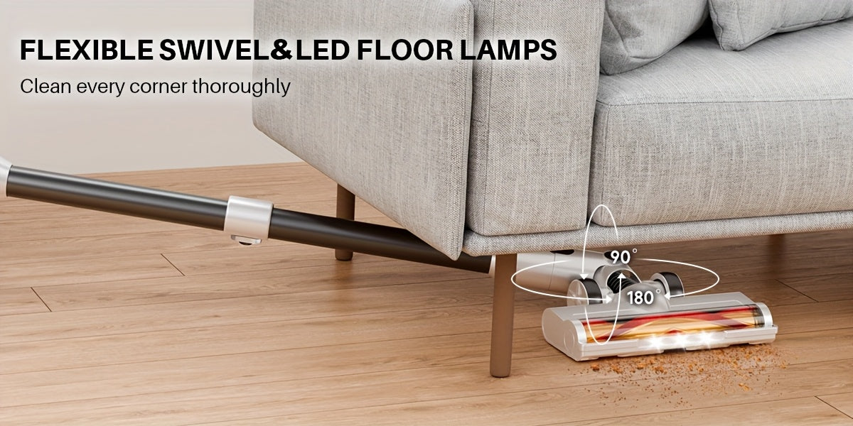 Cordless Vacuum Cleaner, 45-70Kpa Powerful Stick Vacuum with 45min Runtime, 50.72oz Dust Cup, Rechargeable/Wireless Vacuum for Hardwood Floor Carpet