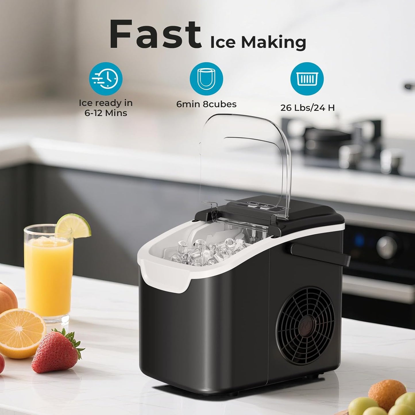 Nugget Or Bullet Ice Makers Countertop, 26 Lbs/24 H, 33 Lbs/24 H,35 Lbs/24 H Self-Cleaning,One-Click Operation
